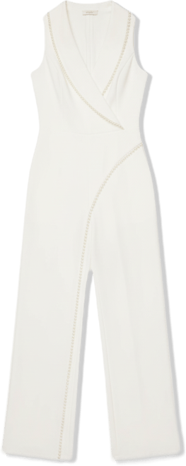 Women's Imitation Pearl Crepe Tuxedo Jumpsuit
