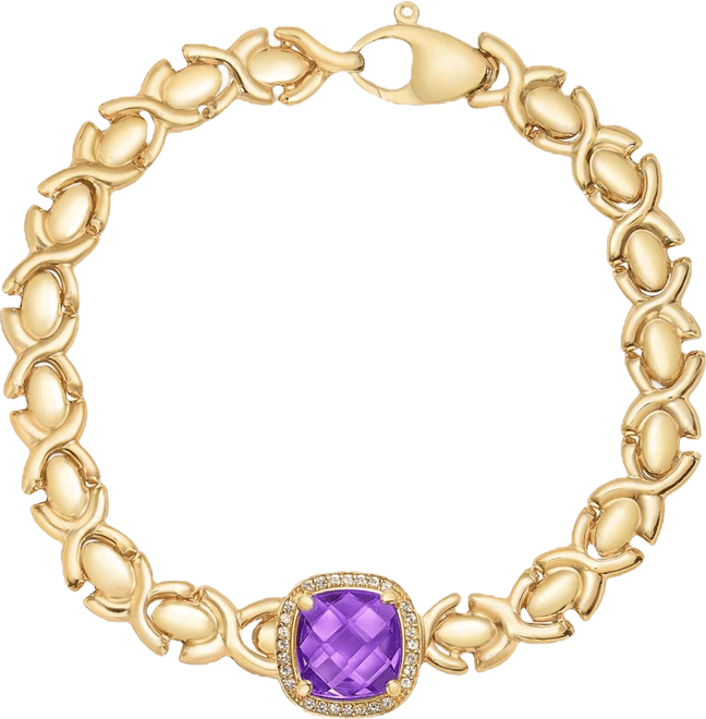 Citrine (3-3/8 ct. t.w.) & White Topaz (1/3 ct. t.w.) Xoxo Link Bracelet in 14k Gold-Plated Sterling Silver