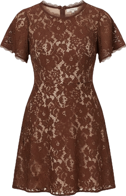 Women's Crewneck Lace Flounce Short Dress