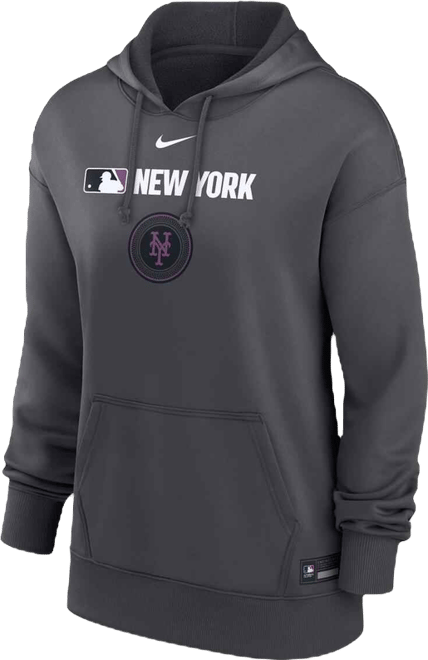 Women's Anthracite New York Mets Authentic Collection City Connect Performance Pullover Hoodie