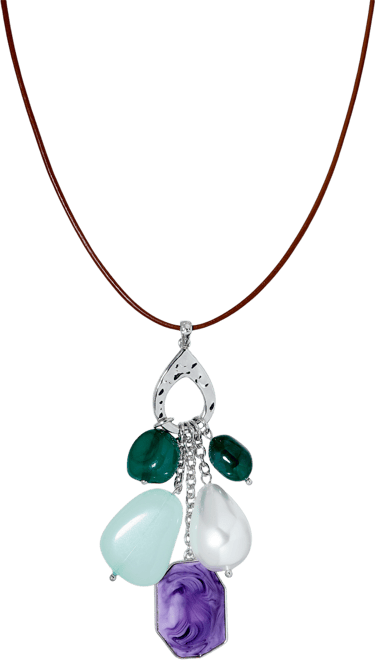 Multi-Charm Leather Pendant Necklace, Macy's Exclusive