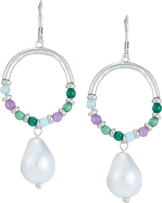 Imitation Pearl Charm Stone Beaded Drop Earrings, Macy's Exclusive