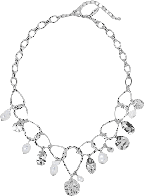 Sculptural Disc & Imitation Pearl Statement Necklace, 18" + 3" Extender, Macy's Exclusive