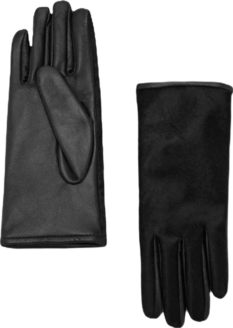 Women's Leather And Fur-Effect Gloves