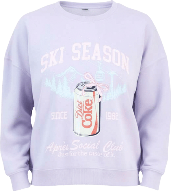 Juniors' Diet Coke Bow Fleece Crewneck Sweatshirt