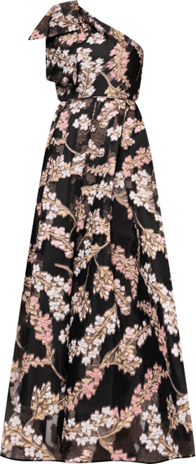 Petite One Shoulder Floral Print Long Dress