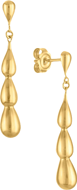 Polished Puff Teardrop Drop Earrings in 10k Yellow Gold