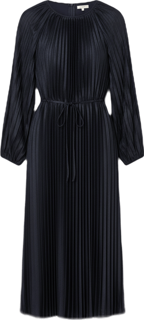 Women's Pleated Long-Sleeve Dress