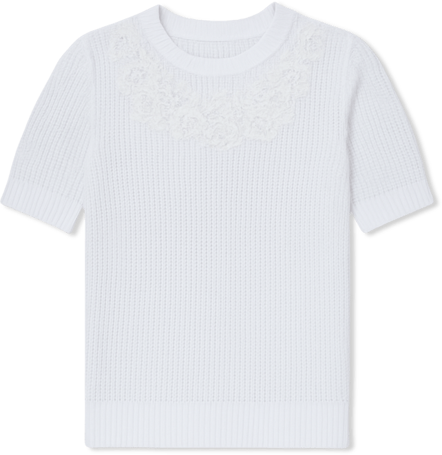 Women's Crewneck Floral Trimmed Sweater