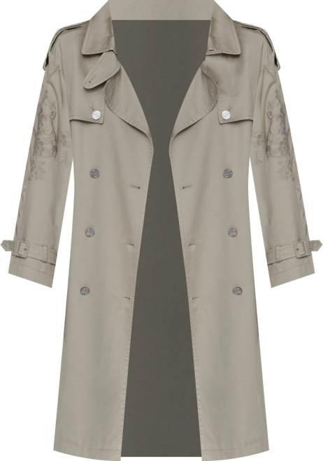 Women's Embroidered Collar Trench Coat