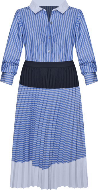 Women's 3/4-Sleeve Colorblock Pleated Dress