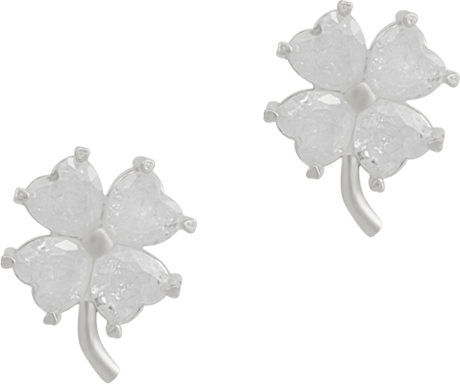 Four Leaf Clover Sterling Silver Stud Earrings