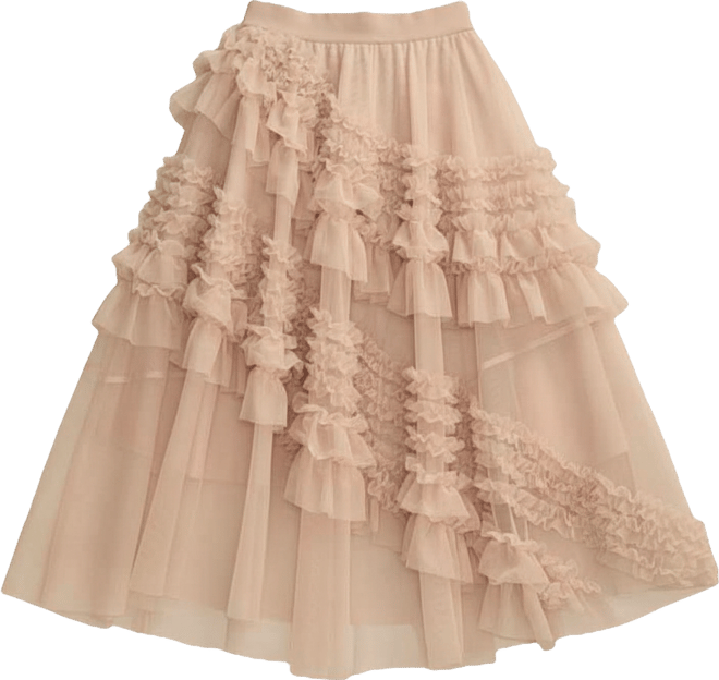 Women's Mesh Ruffle Maxi Skirt