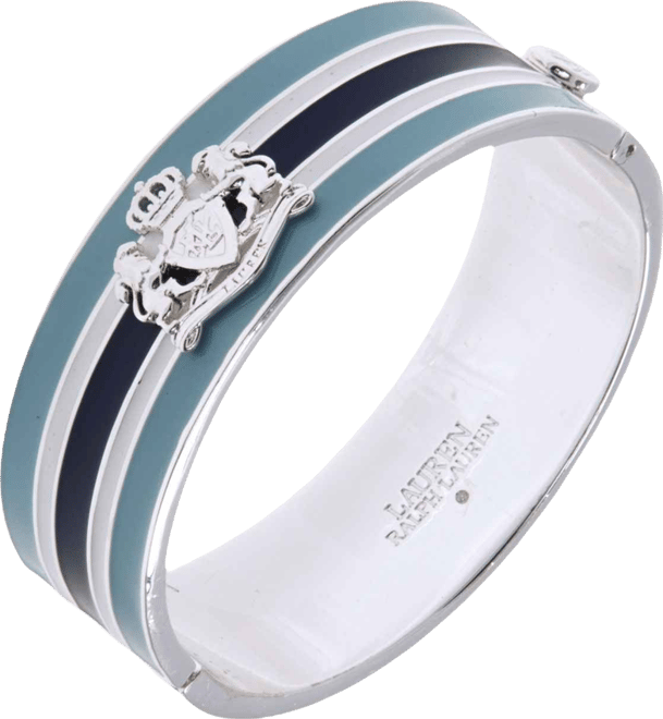 Silver-Tone Striped Crest Bangle