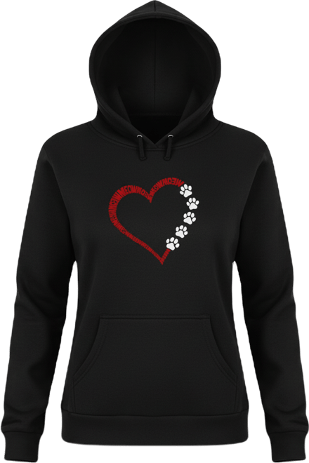 Women's Meow Heart Word Art Long Sleeve Sweatshirt