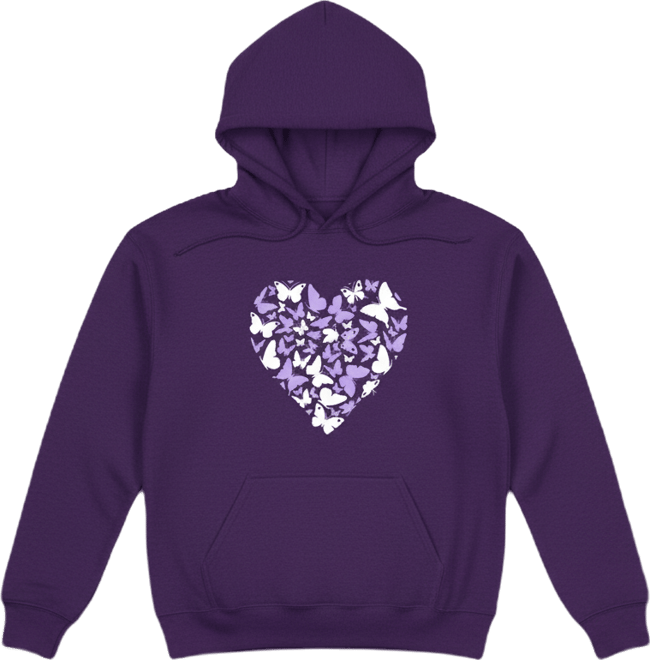 Women's Butterfly Heart Word Art Long Sleeve Sweatshirt