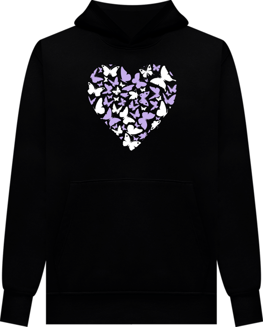 Women's Butterfly Heart Word Art Long Sleeve Sweatshirt
