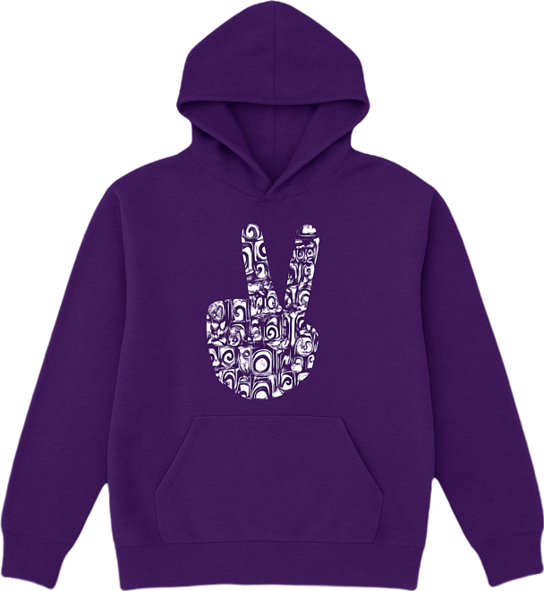 Women's Peace Finger Notes Word Art Long Sleeve Sweatshirt