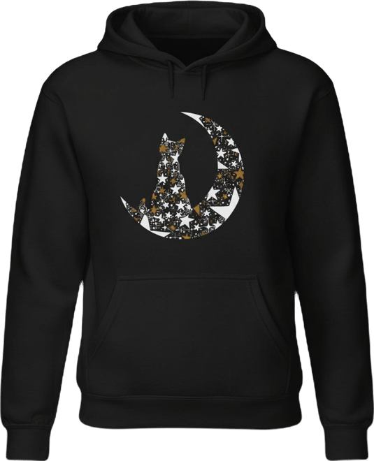 Women's Cat Sitting On Moon Word Art Long Sleeve Sweatshirt