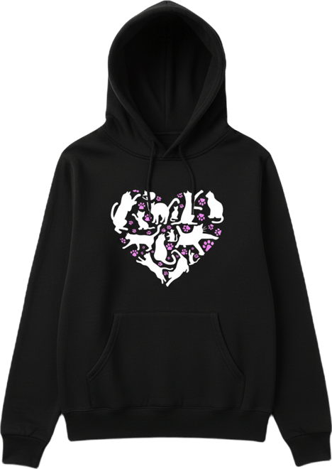 Women's Cat Heart Word Art Long Sleeve Sweatshirt