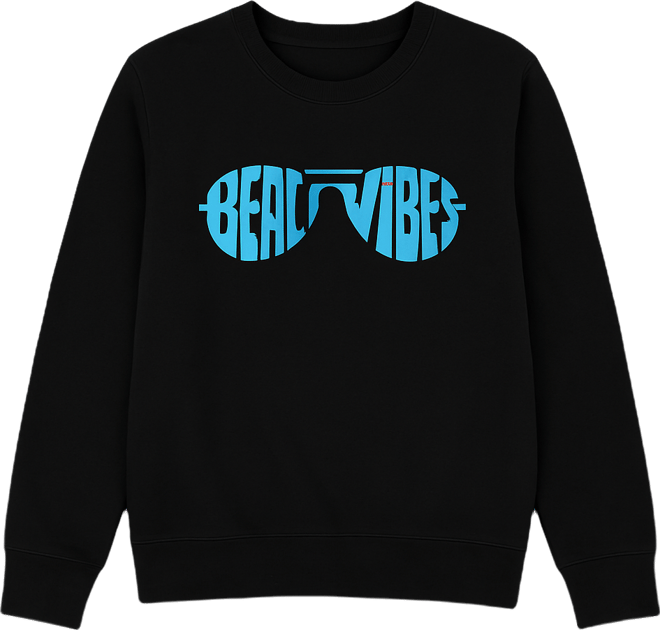 Women's Beach Vibes Word Art Long Sleeve Sweatshirt