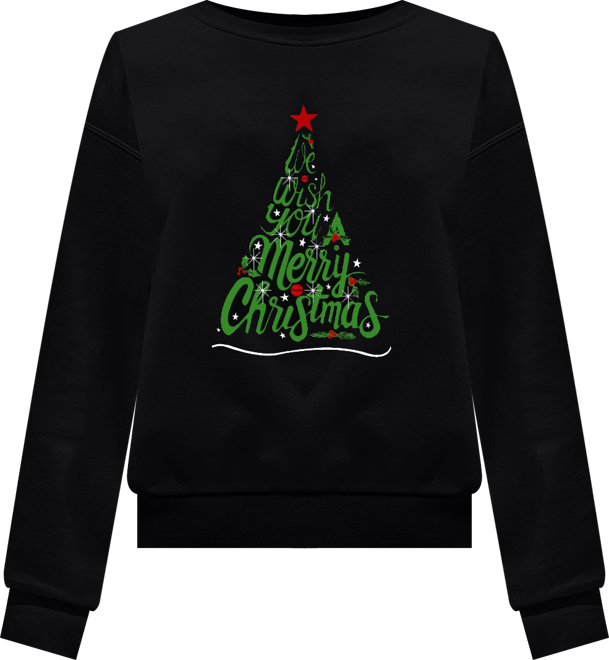 Women's We Wish You A Merry Christmas Word Art Crewneck Sweatshirt