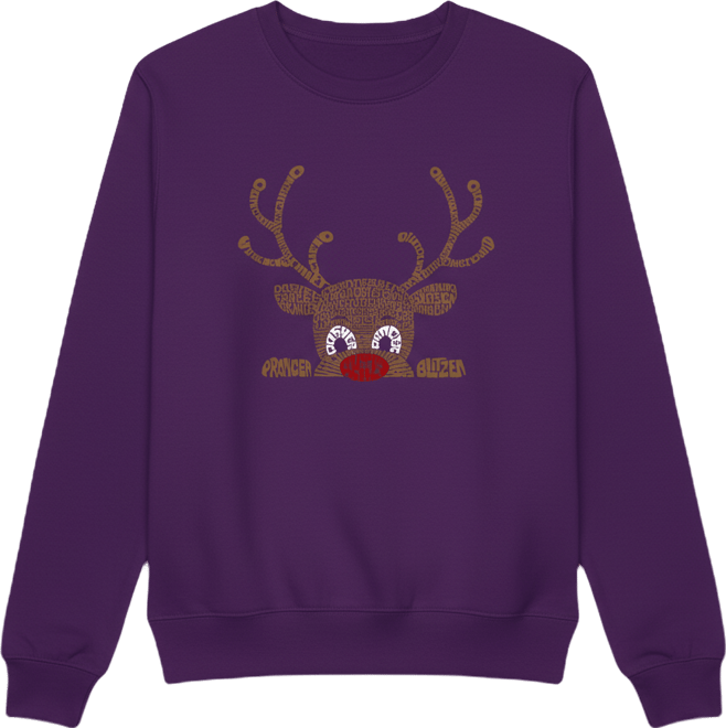 Women's Peeking Reindeer Word Art Crewneck Sweatshirt
