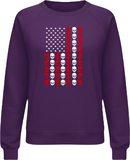 Women's Skull Flag Word Art Crewneck Sweatshirt