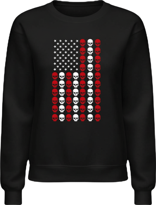 Women's Skull Flag Word Art Crewneck Sweatshirt
