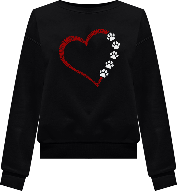 Women's Meow Heart Word Art Crewneck Sweatshirt