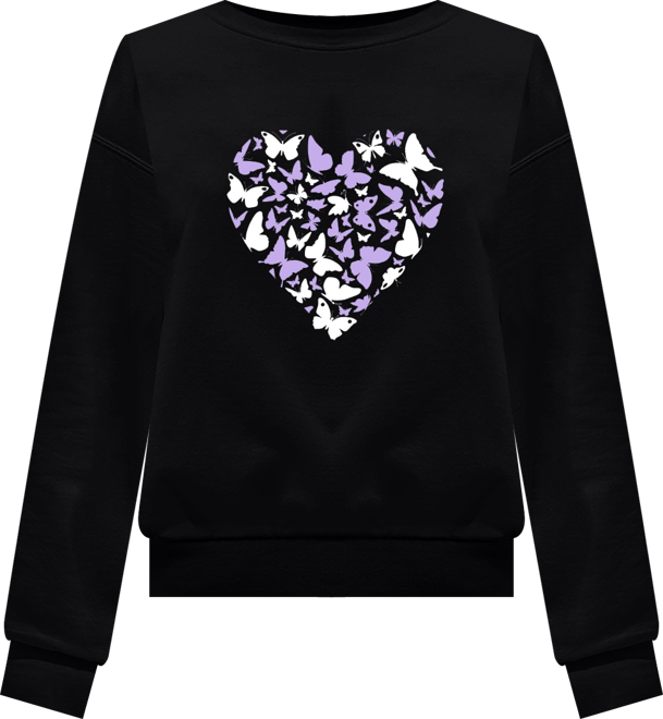 Women's Butterfly Heart Word Art Crewneck Sweatshirt