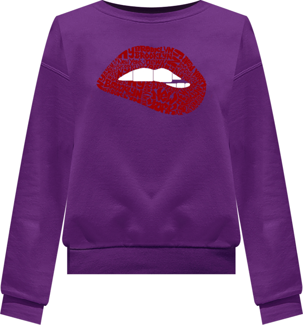 Women's Brooklyn Lips Word Art Crewneck Sweatshirt