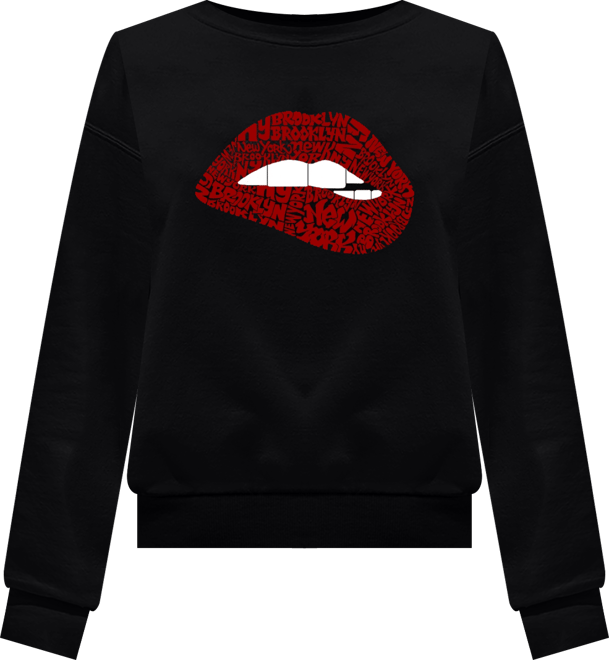 Women's Brooklyn Lips Word Art Crewneck Sweatshirt