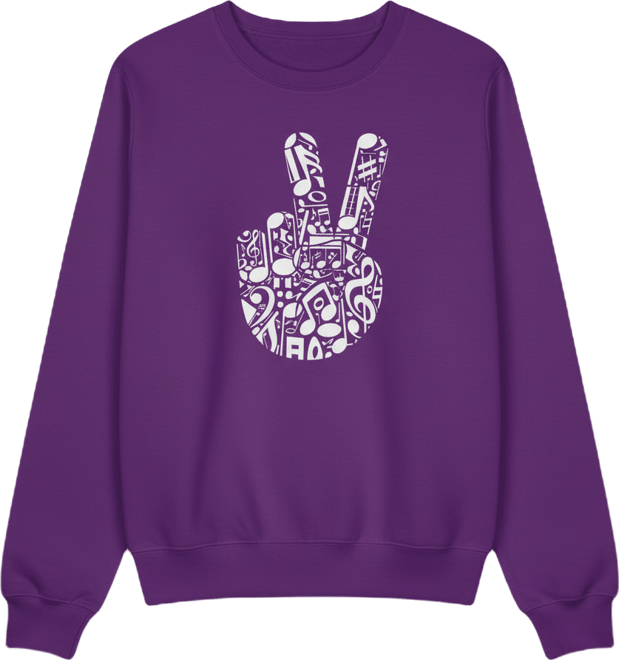 Women's Peace Finger Notes Word Art Crewneck Sweatshirt
