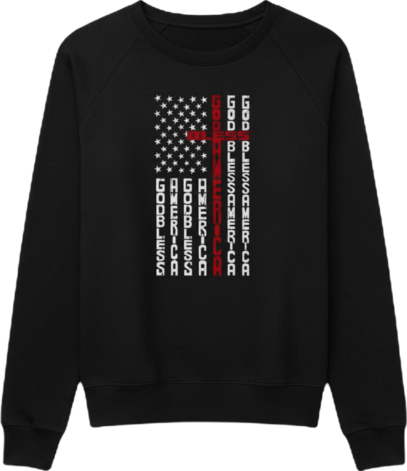 Women's Cross Flag Word Art Crewneck Sweatshirt