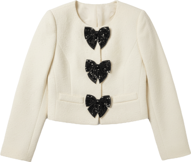 Women's Textured Bead Bow Detailed Jacket