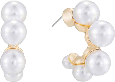 Five Cultivated Pearls Hoop Earrings