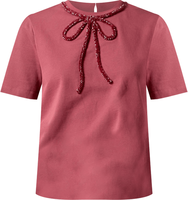 Women's Beaded Bow T-Shirt