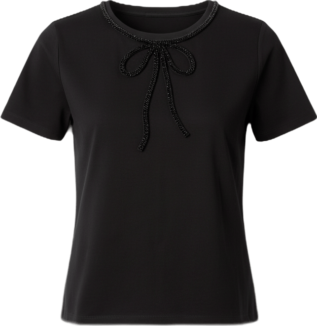 Women's Beaded Bow T-Shirt