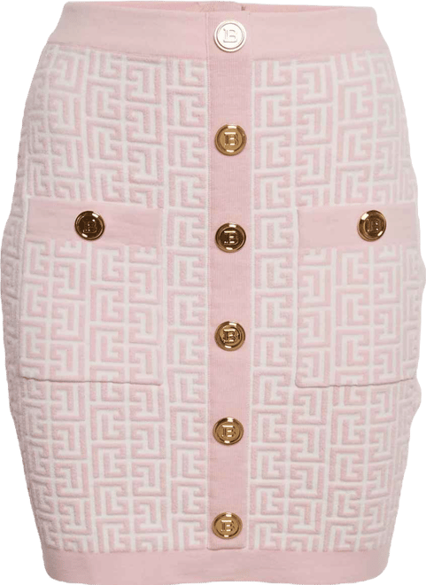 Women's Pink Monogram Jacquard Knit Mini Skirt