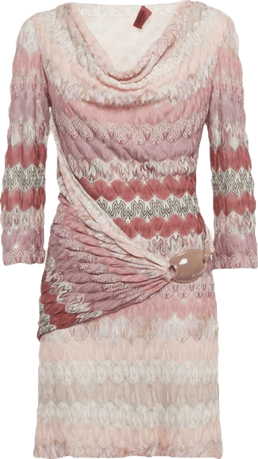 Women's Multicolor Patterned Knit Belt Detail Midi Dress