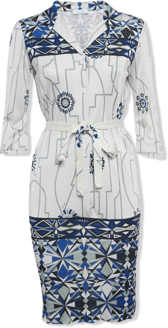 Women's Firenze White Printed Silk Short Dress