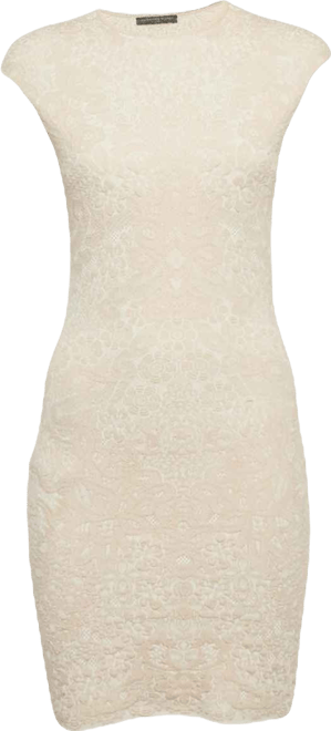 Women's Pink Jacquard Knit Mini Bodycon Dress