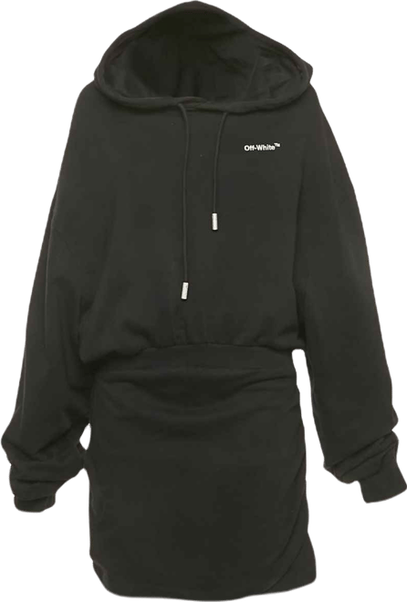 Women's Black Cotton Knit Hooded Mini Dress