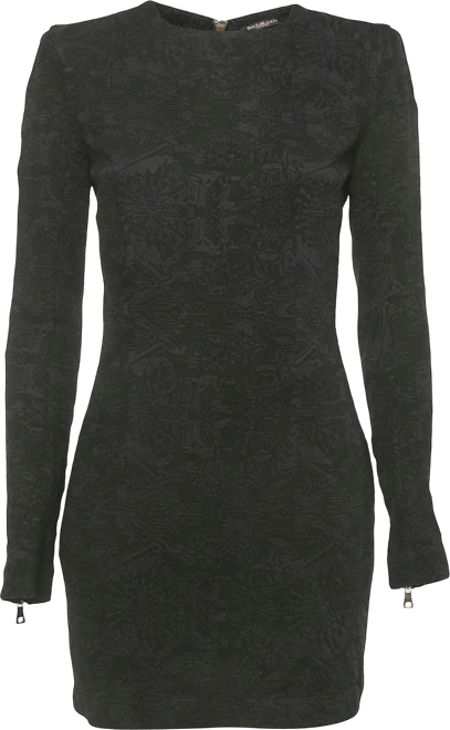 Women's Black Jacquard Mini Dress
