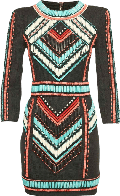 Women's Black Beaded Canvas Mini Dress