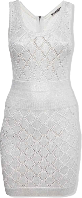 Women's Ivory Lurex Knit Sleeveless Mini Dress