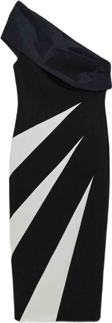 Women's One Shoulder Panel Midi Dress