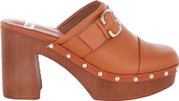 Womens Septim Genuine Leather Studded Clog Heels