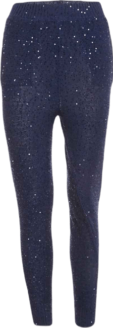 Women's Sequin Cotton Knit Jogger Pants